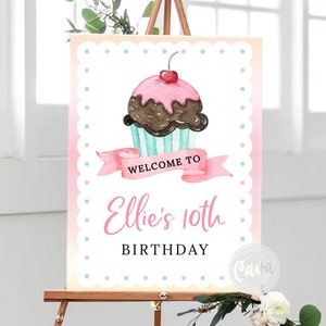 Baking Birthday Party Welcome Sign, Cupcake Birthday Welcome Sign, Chef Party Welcome Poster Sign, Pastry Shop Welcome Template, 0327
