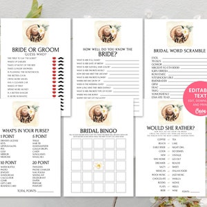 Tropical Bridal Shower Game Bundle, Editable Beach Bridal Shower Games, Bridal Shower Printable Games, Instant Download Games, 0336