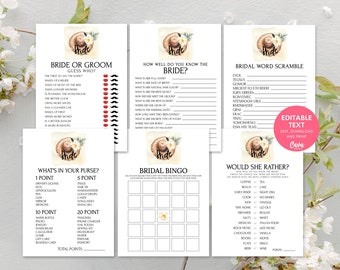 Tropical Bridal Shower Game Bundle, Editable Beach Bridal Shower Games, Bridal Shower Printable Games, Instant Download Games, 0336
