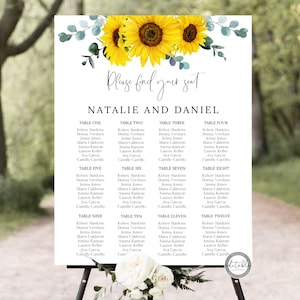 Sunflower Wedding Seating Chart, Seating Chart Wedding Template, Sunflower Seating Chart Template, PRINTABLE Event Seating Chart, 0280S