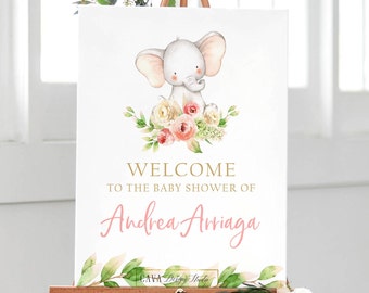 Olifant Baby Douche Welkom Teken Afdrukbaar, Baby Douche Teken, Partij Welkom Teken, Party Decor, Bewerkbare afdrukbare download, 0319