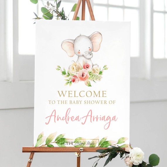Elephant Baby Shower Welcome Sign Printable Baby Shower Sign | Etsy