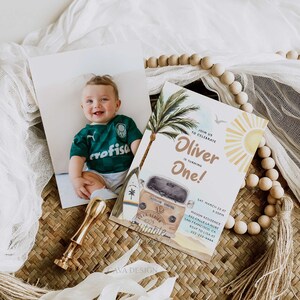 Boy First Birthday Party Invite Printable | Beach 1st Birthday Invite | Summer Birthday Editable Invitation | Ocean Birthday Invite 0293GN