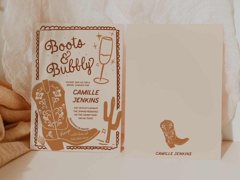 Boots and Bubbly Bridal Shower Invitation