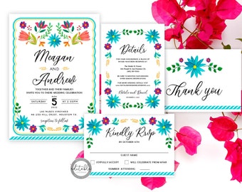 Mexican Themed Wedding Invitation, Fiesta Wedding Invitation, Invitation Template, Destination Wedding, Printable InvitationSet, 207