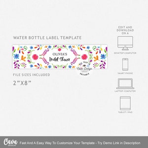 Fiesta Bridal Shower Water Bottle Label Printable, Fiesta Theme Water ...