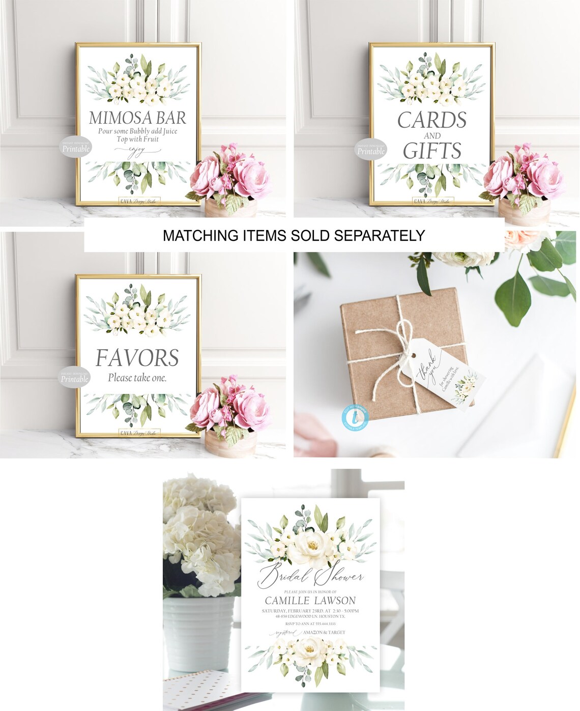 Bridal Shower Printable Invite White Flower Bridal Shower Etsy