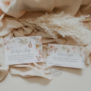 Baby in bloei boeken voor babykaart, lente tuin baby shower boek aanvraag, Wildflower baby shower sjabloon afdrukbaar, WD 229