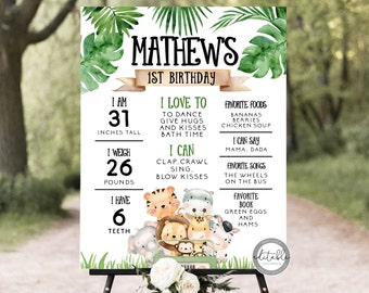 Boy Wild One Milestone Poster, Safari 1st birthday Milestone Sign, Safari Animal Sign Template, Jungle Birthday, Milestone, 238G