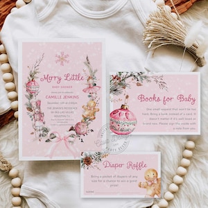 Weihnachten Babypartyeinladungsset, frohes kleines Babypartyeinladungsset, Land der Süßigkeiten, Nussknacker-Babyparty, EDITIERBAR, BT 0411
