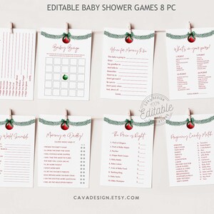 Christmas Red and Green Baby Shower Games Bundle, Winter Baby Games, Baby Shower Game Activity, EDITABLE Baby Shower Game TEMPLATE, WD 0408
