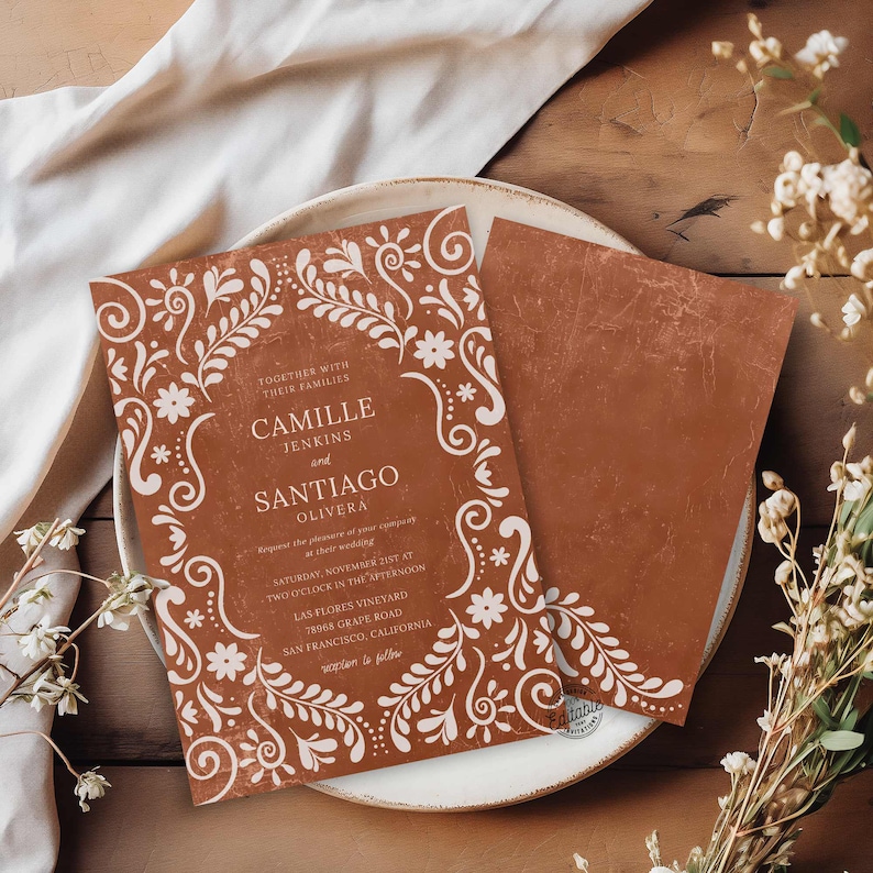 Elegant Mexican Talavera Wedding Invite