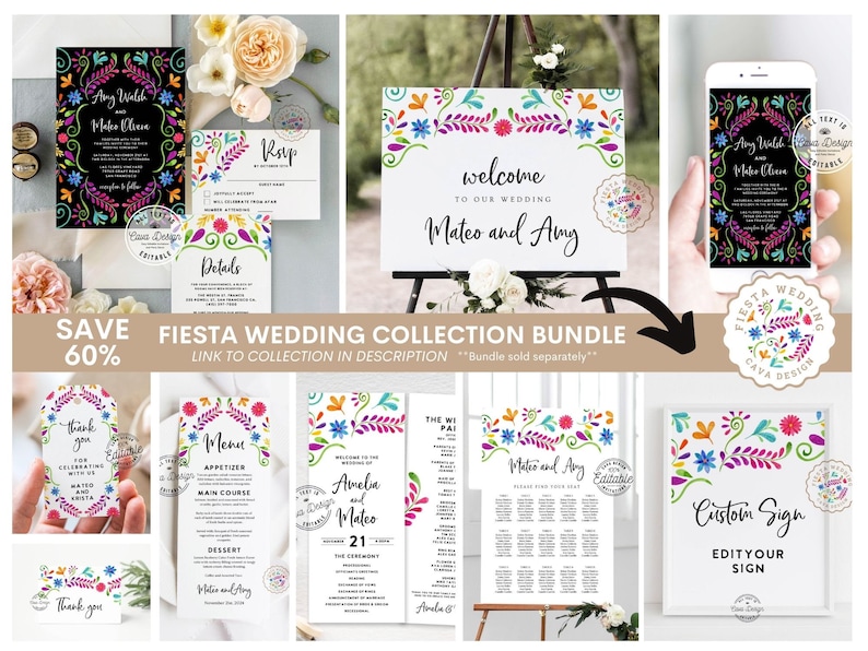 Fiesta Wedding Welcome Sign, Fiesta Party Welcome Poster, Mexico Theme Wedding Welcome Sign, Fiesta Shower Welcome EDITABLE Template, WD_105 image 4