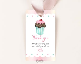 Printable Baking Birthday Gift Tags, Cupcake Birthday Thank you tag Template, Printable Chef Birthday Favor Tags, Party Favor Tag, 0327