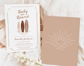 Baby on Board Baby Shower Invite, Boho Baby Shower, Summer Baby Shower, Surf Baby Shower, Beach Baby, Gender Neutral Invite Template WD 0272