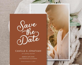 Save the Date with Photo Template, Modern Save the Date, Minimalist Save The Date Printable, Photo Save the Date DIY WED 258