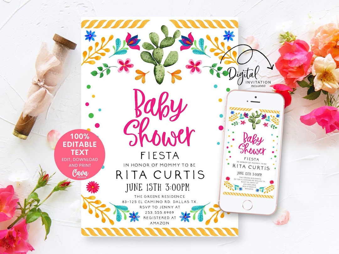 Fiesta Baby Shower Invitation Printable, Couples Baby Shower Invite ...