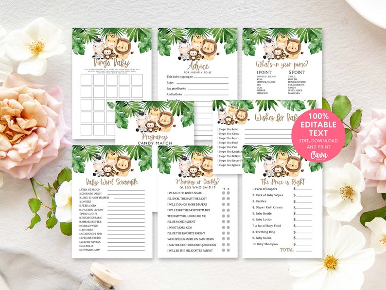 Safari Baby Shower Games Boy Safari Baby Shower Games Etsy