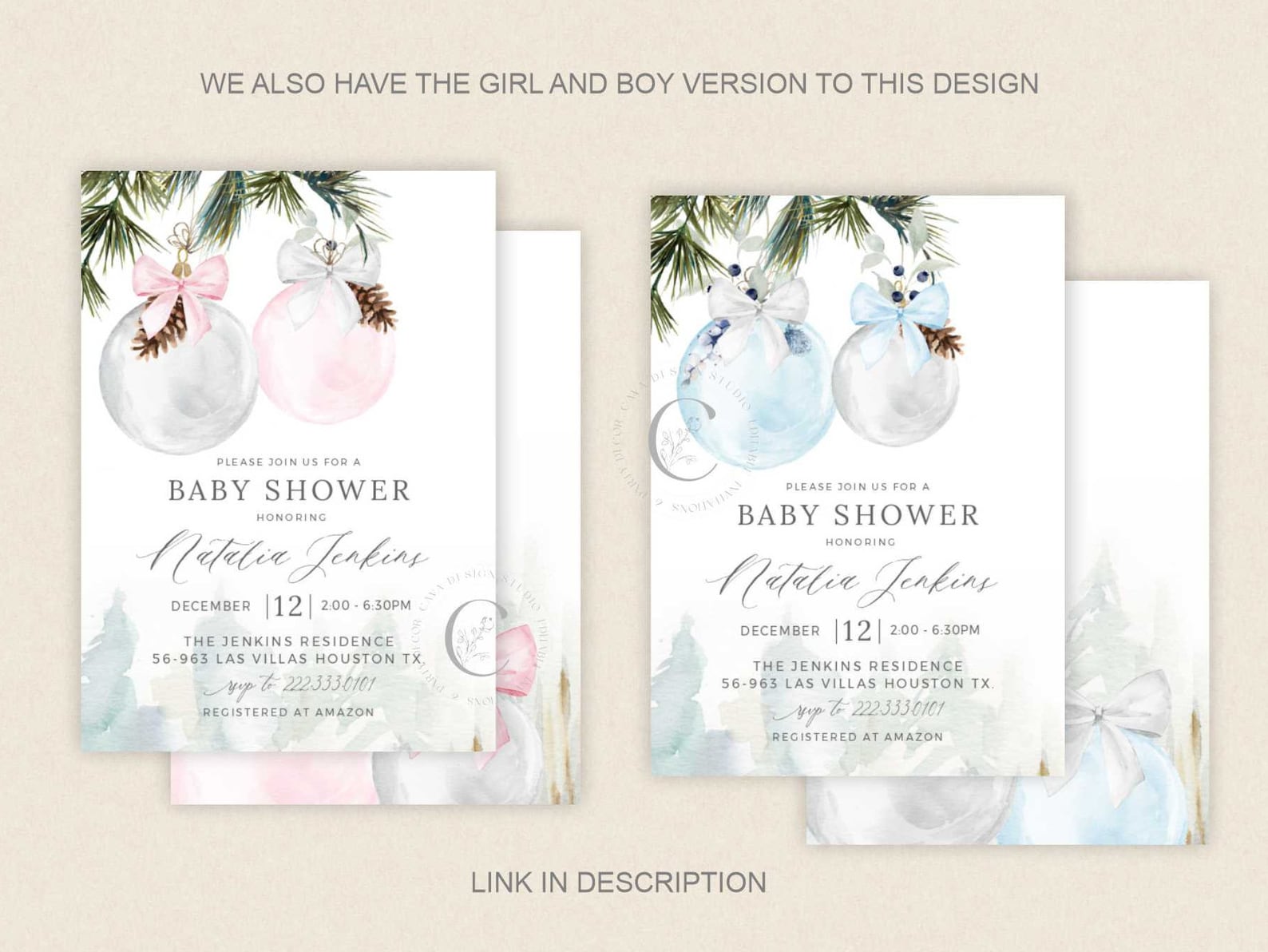 Winter Gender Reveal Invitation Christmas Gender Reveal Party Etsy