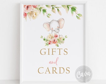 Gifts Table Sign Printable, Gifts & Cards, Elephant Baby Shower, Printable Sign, INSTANT DOWNLOAD, 0319