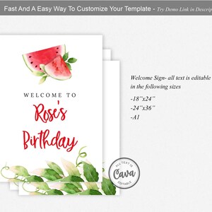Editable Watermelon Welcome Party Sign, Printable Watermelon Baby ...