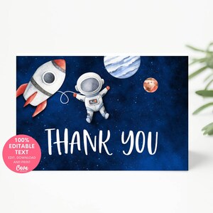 Weltraum Geburtstags-Dankeskarte, Out of this World Dankeskarte, DRUCKBARE Astronaut Geburtstags-Dankeskarte, Instant Download, 0340