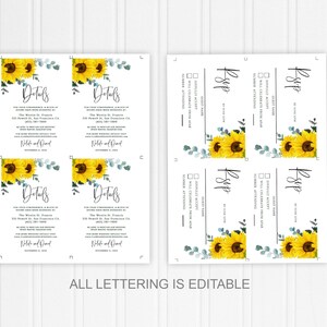 Sunflower Wedding Invitation, Sunflower Invitation, Wedding Invitation, Rustic Wedding Invitation, Country Wedding, Instant Download, 0280S image 9