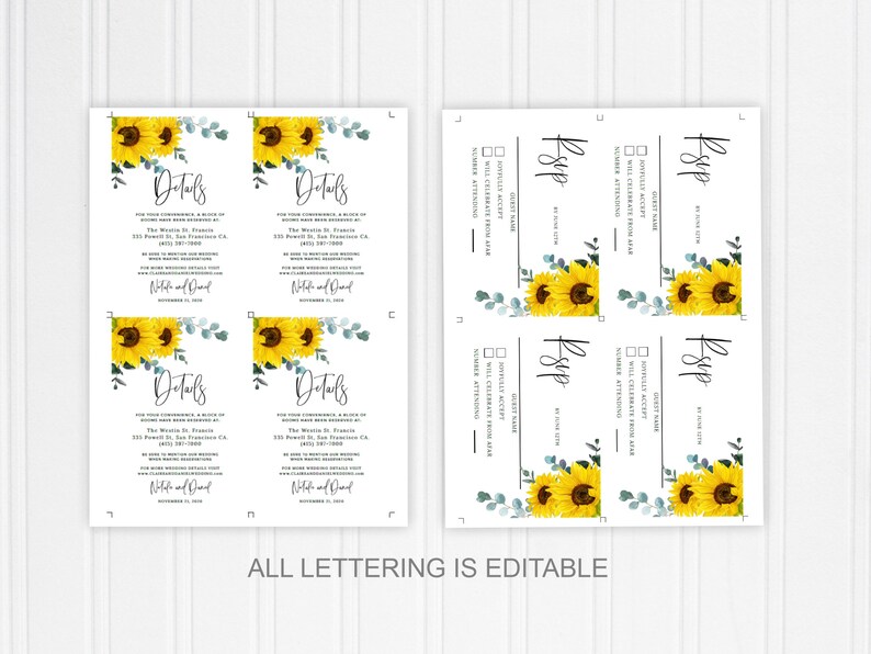 Sunflower Wedding Invitation, Sunflower Invitation, Wedding Invitation, Rustic Wedding Invitation, Country Wedding, Instant Download, 0280S image 9