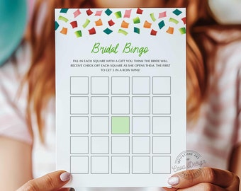Braut Bingo Spiel: Fiesta Brautparty zum ausdrucken (5x7 bearbeitbare Vorlagen) 0230F