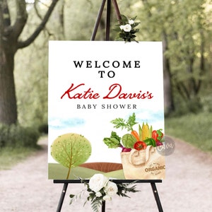 Editable Farmer&#39;s Market Welcome Sign, Printable Locally Grown Baby Shower Party Welcome Sign, Welcome Yard Sign Template, Download 0330