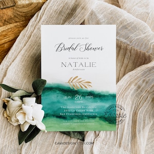 Tropical Bridal Shower Invitation Template, Beach Bridal Shower Invite, Palm Leaves Bridal Shower Invitation, Couples Wedding Shower, 0116