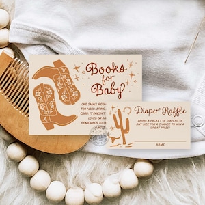 Wüstenbücher für Baby- und Windel-Gewinnspiel, Western-Babyparty-Bücher für Baby- und Windel-Karte, Junge-Babyparty, Gender Neutral RD 0280B
