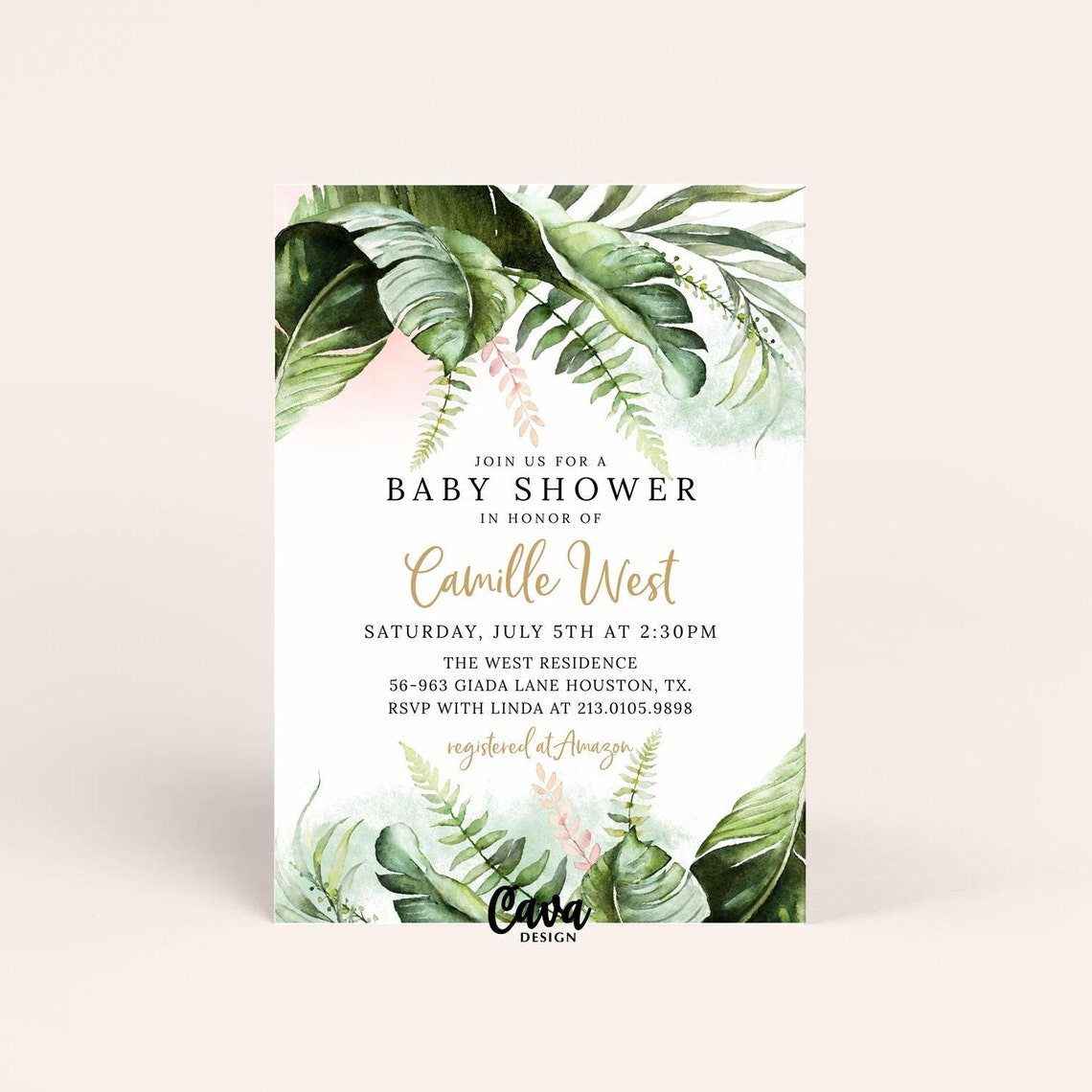 Tropical Baby Shower Invitation Template Beach Baby Shower Etsy
