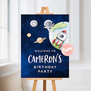 Space Birthday Welcome Sign Template, Out of this World Birthday Welcome Sign, Astronaut Birthday Welcome, Instant Download 0340
