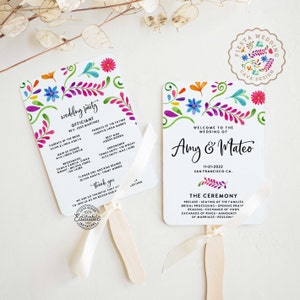 Mexiko Hochzeit Fan Programm druckbare, Fiesta Hochzeit Programm Fan Vorlage, Mexiko Zeremonie Programm Fan, INSTANT DOWNLOAD WD_105