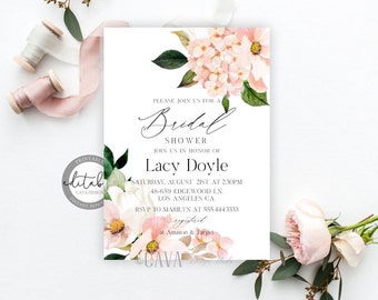 Floral Bridal Shower Invitation, Pink Bridal Shower Editable Invitation, Printable Invitation, Wedding Shower Download Invite, BRS_248