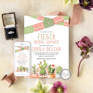 Editable Fiesta Bridal Shower Invitation, Mexican Wedding Shower, Fiesta Couples Shower, Evite, Mexican Themed Invite, Download 0295