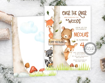 Boy Woodland Birthday Invitation, Printable Woodland Invitation, Forest Animals Birthday Invitation, Editable Template, BRTH 231