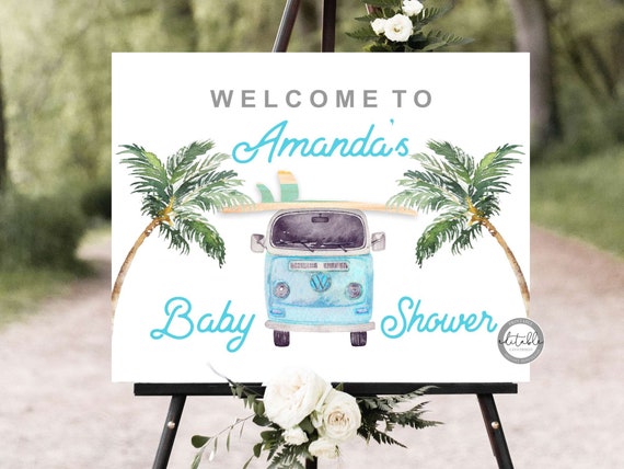 Beach Boy Baby Shower Welcome Sign, Baby Shower Welcome Poster