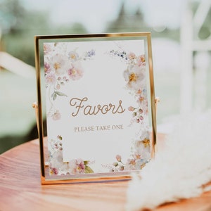 Sinal de lembranças de aniversário de flores silvestres para impressão, sinais de mesa de aniversário de jardim, sinal de chá de bebê primavera verão, download instantâneo, WD 229