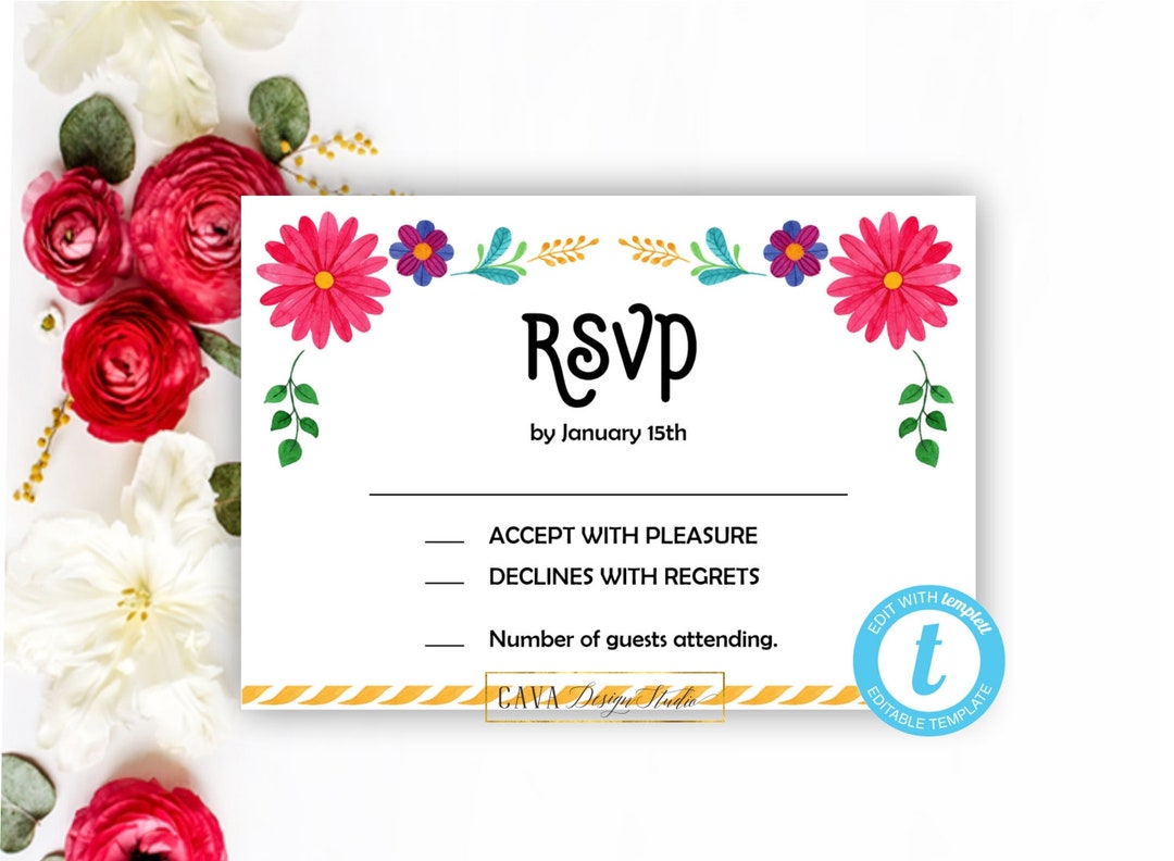 Fiesta Party Rsvp Printable Cards, Template Mexican Theme RSVP Card ...