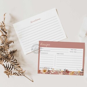 Rustic Wildflower Recipe Card, Boho Wildflower Recipe Card, Bridal Shower Floral Recipe Card, Rustic Bridal, Recipe Card TEMPLATE WD 0275