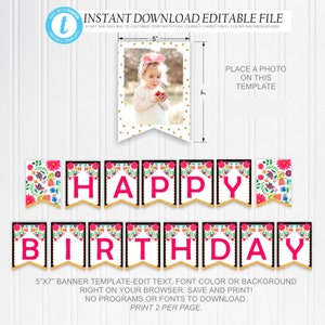 Printable Fiesta Birthday Banner, Mexican Party Theme Decor, Mexican ...