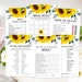 Sunflower Bridal Shower Games, Editable Bridal Shower Games, Sunflower ...