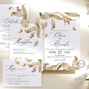 Fall Wedding Invitation Template, Autumn Wedding Invitation, Rustic Wedding Invitation Template, Boho Invite Instant Download, 0208