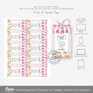 Girl Garden 1st Birthday Favor Tag Template, Printable Floral Favor Tag ...