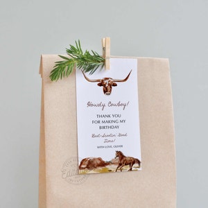 Thank You Tags, Western Birthday Party, Party Favor Tags, Boy Birthday Party, Wild West, editable favor tags, Thank you Tags WD 0278