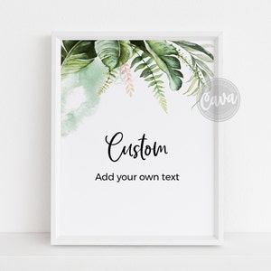Tropical Custom Sign, Printable Greenery Sign, Jungle Birthday Sign ...