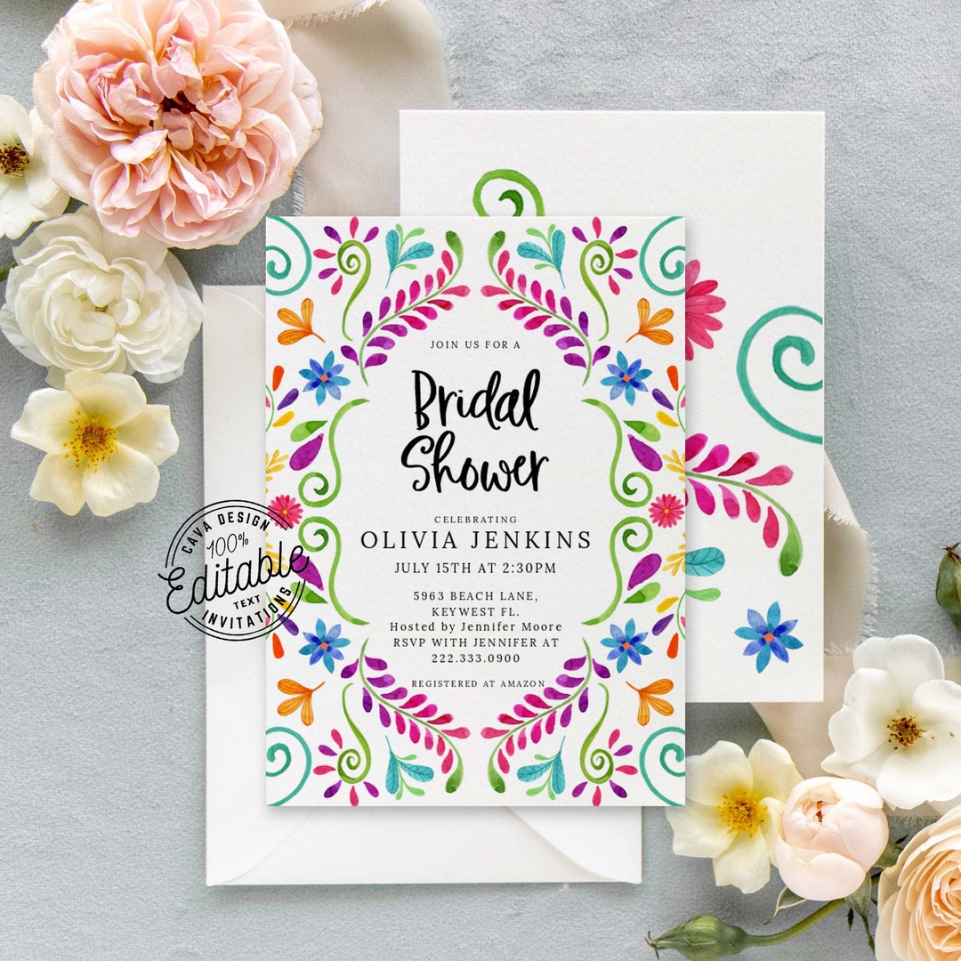 Fiesta Bridal Shower Invitation, Editable Mexico Couples Wedding Shower ...
