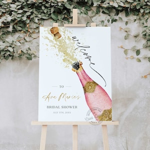Pink Champagne Bridal Shower Welcome Sign Printable File